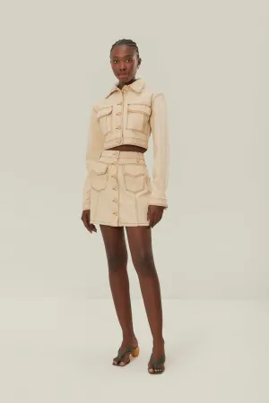 Off-White Gabardine Mini Skirt Neat Fit