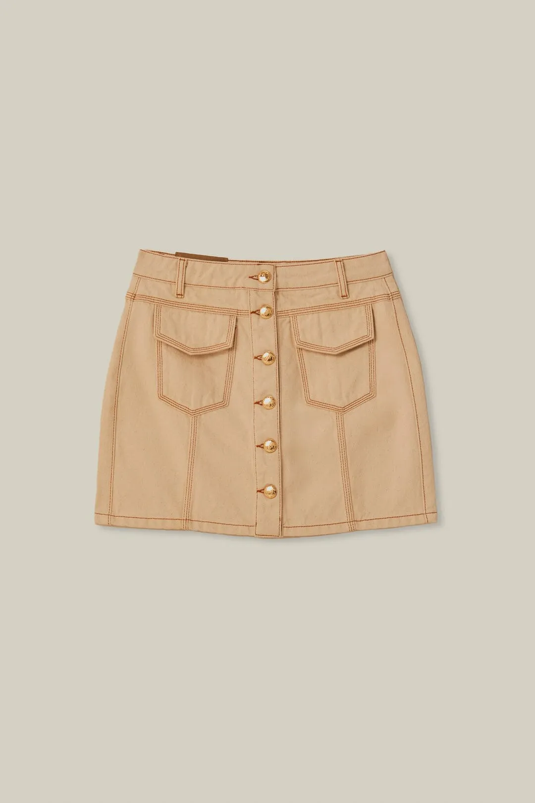 Off-White Gabardine Mini Skirt perforated design
