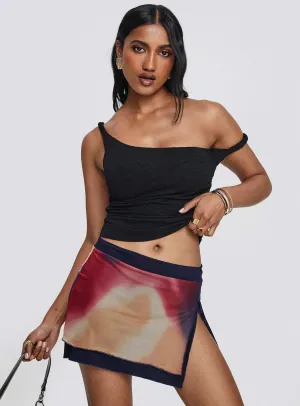 Low Rise Cuffed hem Quatro Mini Skirt Multi
