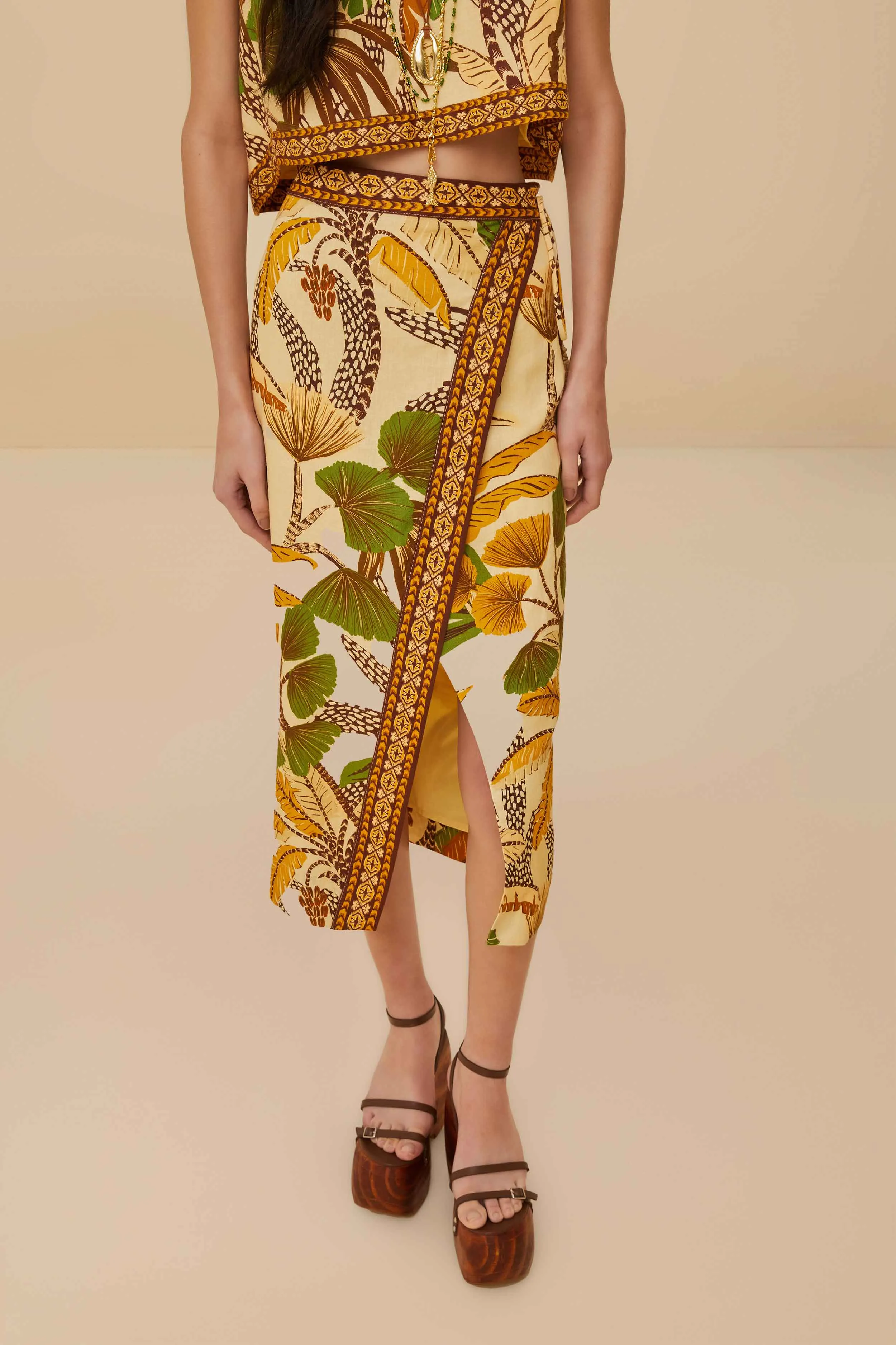 Outfit Essence Laidback Mood Sand Foliage Sketch LENZING? ECOVERO? Euroflax? Midi Skirt