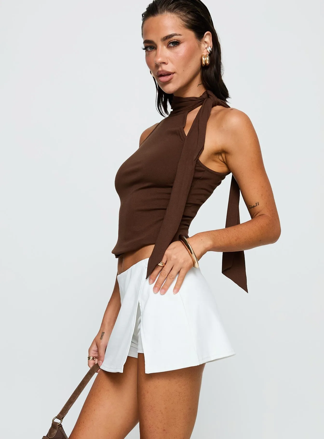 For The Thrill Skort White Non Restrictive Fit Style Essential