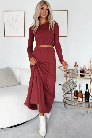 Fashion Style Sleek Appeal Making Today Count Inverted Seam Maxi Skirt (Burgundy)