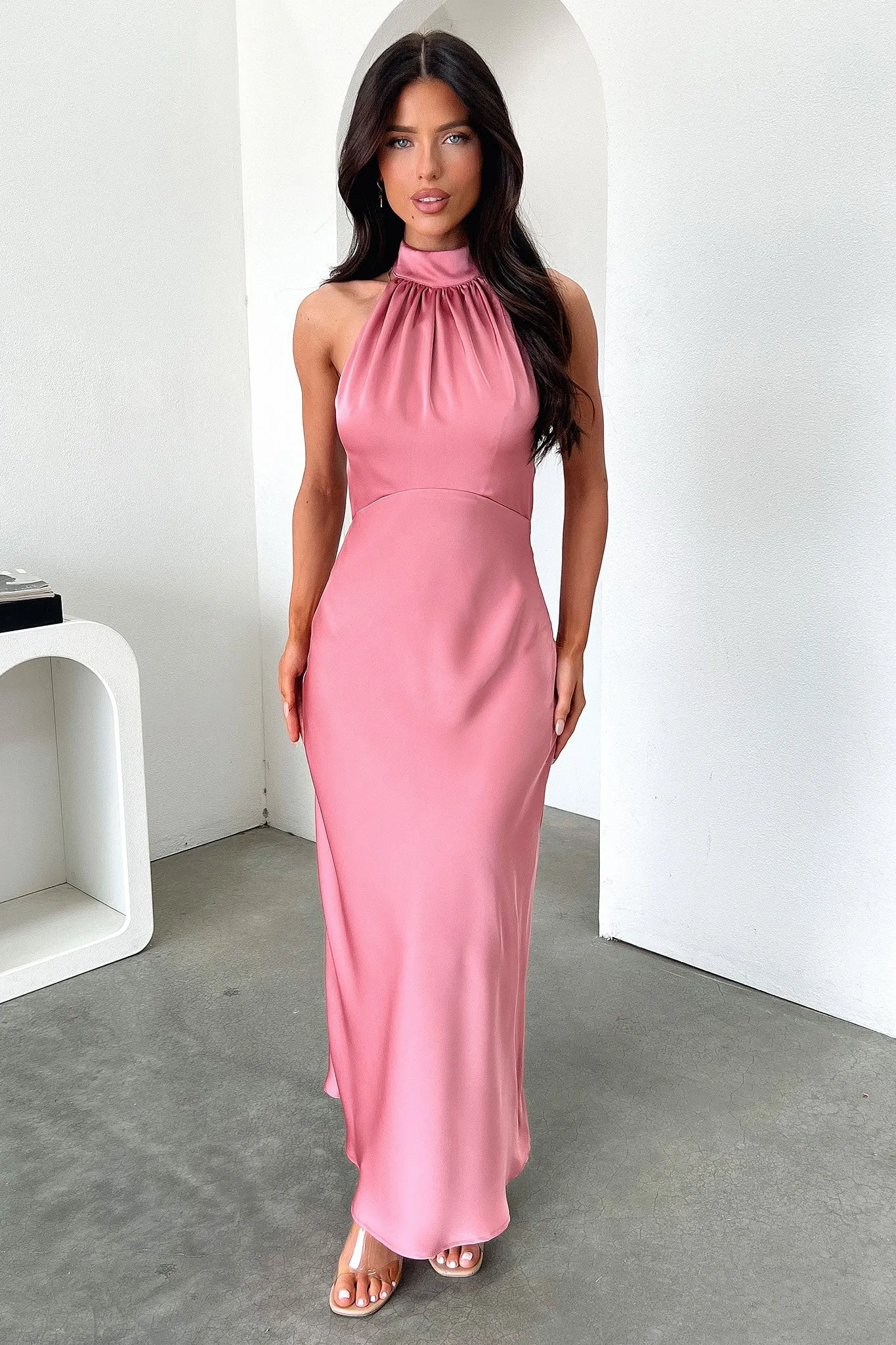 Daphne High Neck Maxi Dress - Rose Elegant maxi dress for wedding Tower View