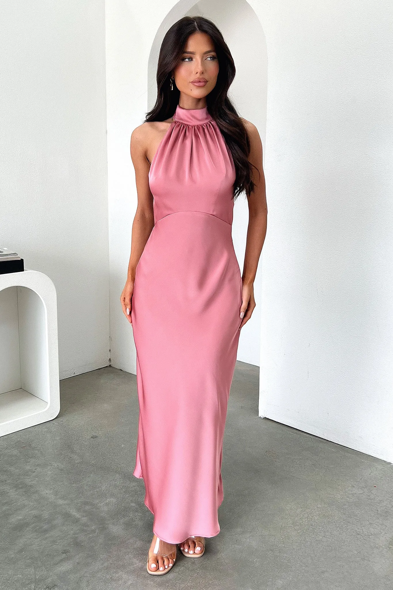 Daphne High Neck Maxi Dress - Rose Ethnic Vibe Lawn Wedding