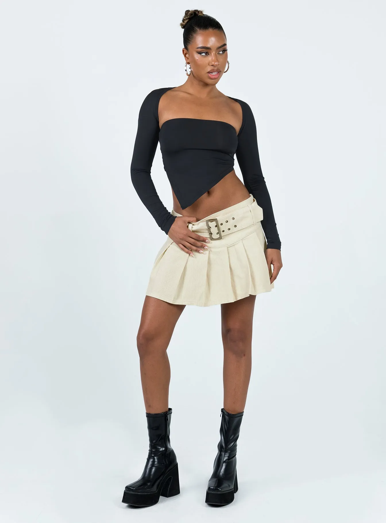 Button Fastenings Nambour Mini Skirt Beige