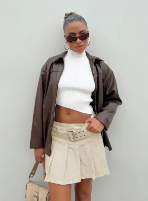 Nambour Mini Skirt Beige High Rise