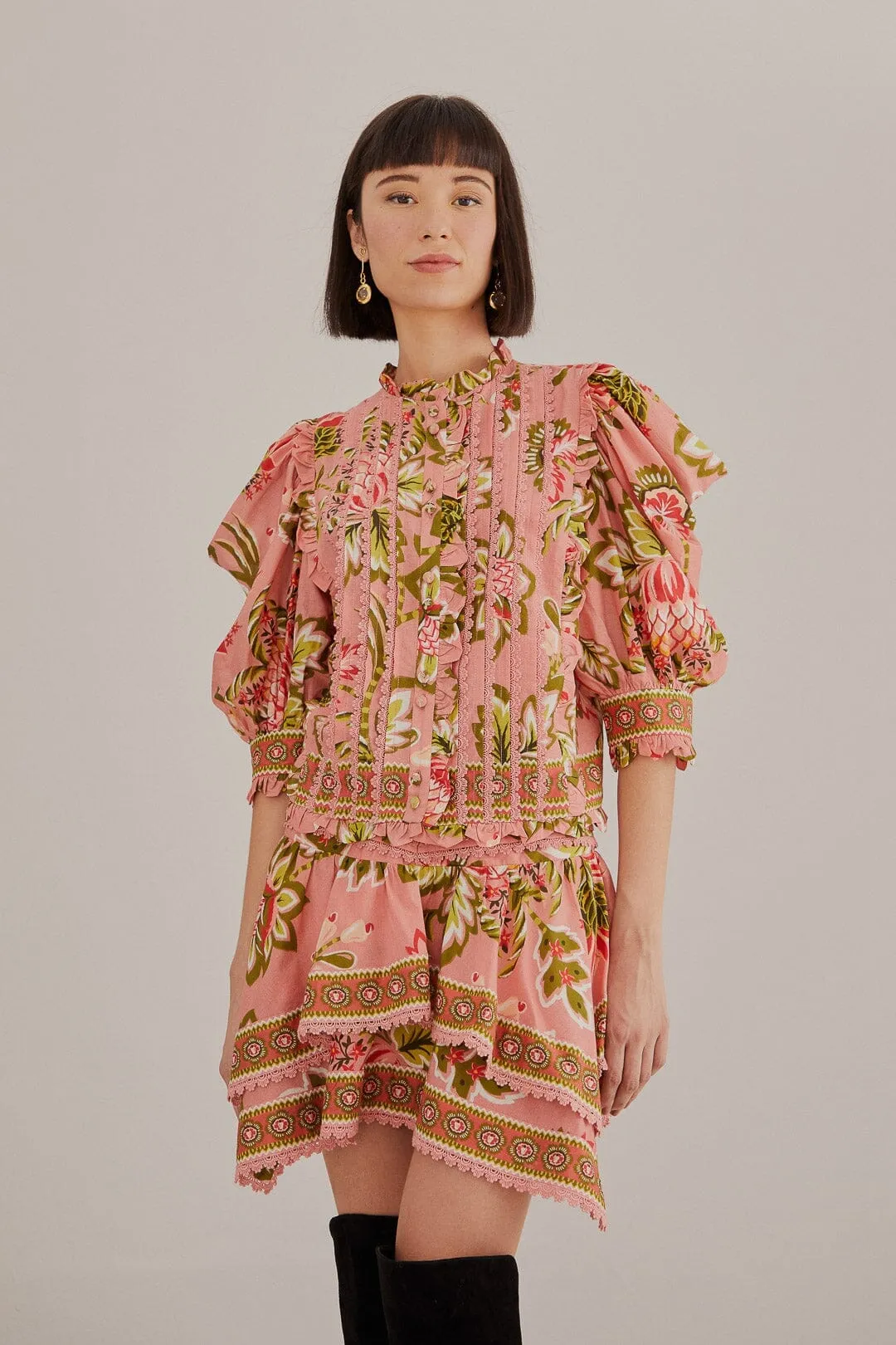Timeless Trend Chic Fit Soft Pink Aura Floral Mini Skirt