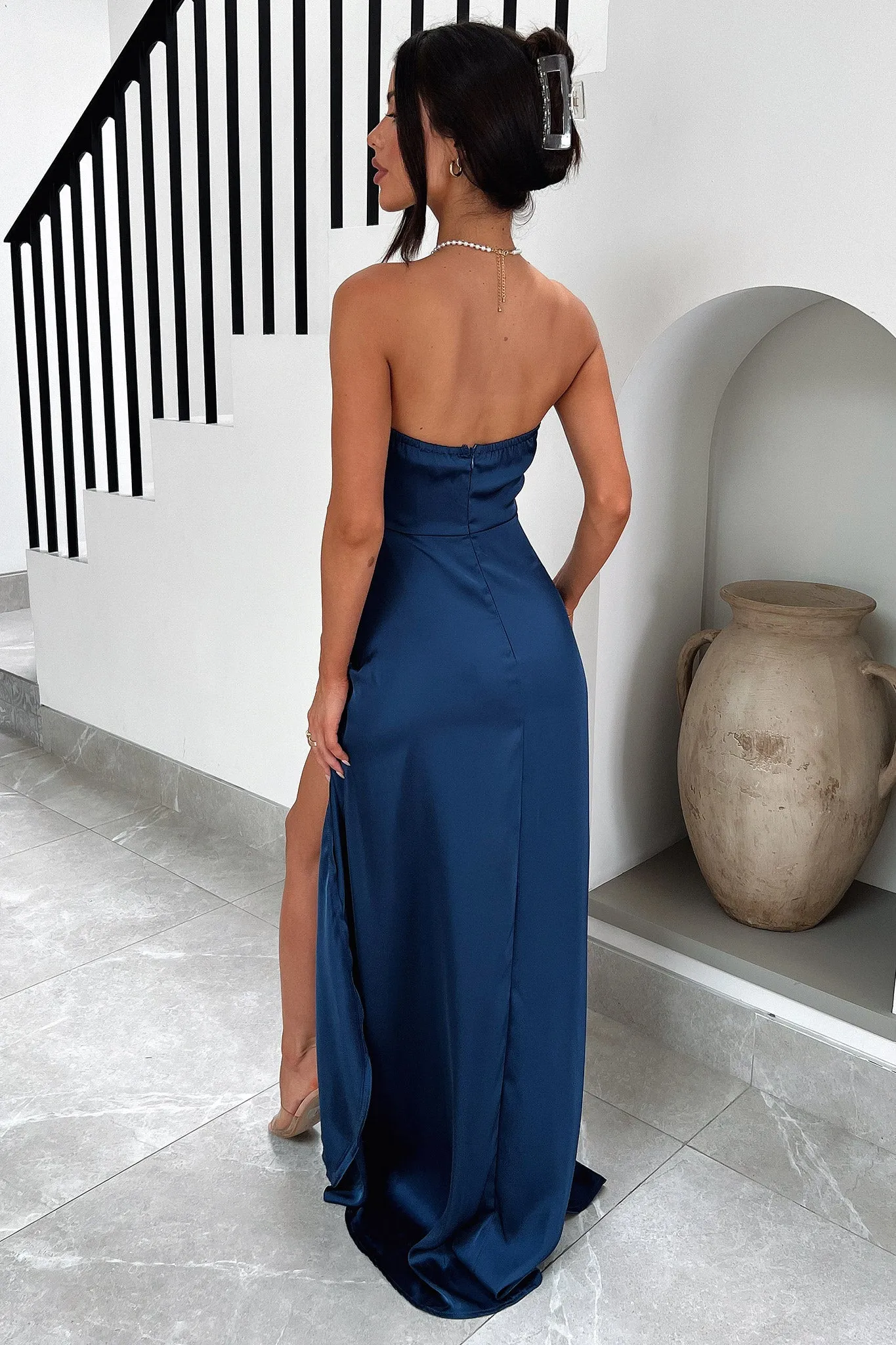 Fleur Maxi Dress - Navy Mustard Pop wrap waist