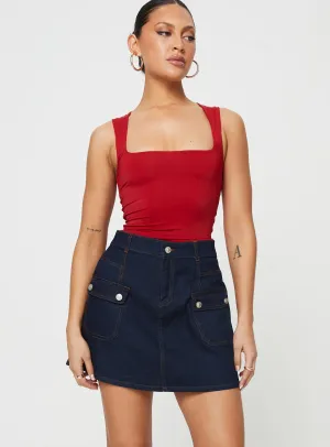 Sleek Comfort Sleek Motion Mirrow Denim Mini Skirt Dark Wash