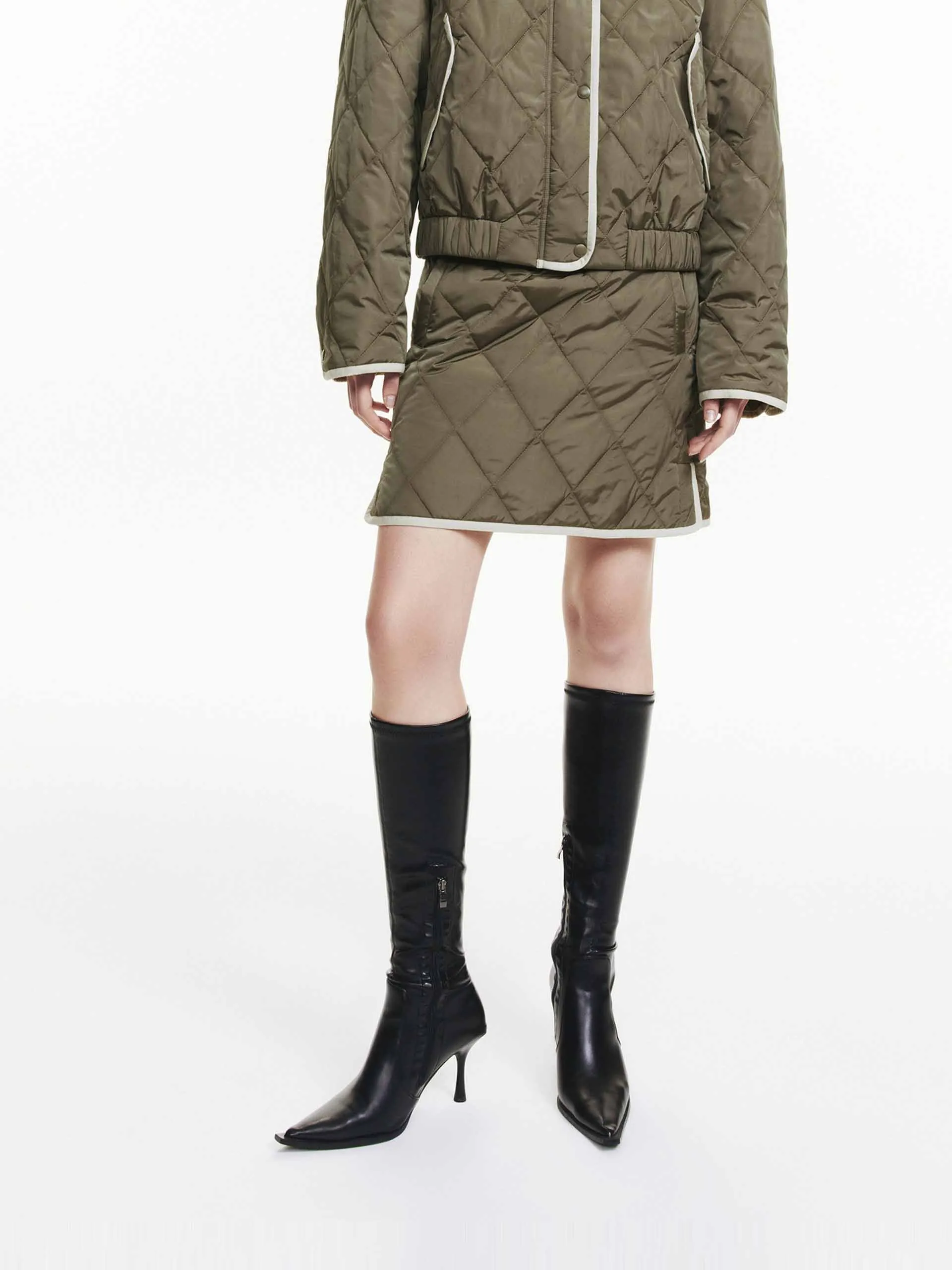 Contrast Detail Mini Skirt Push Button Closure