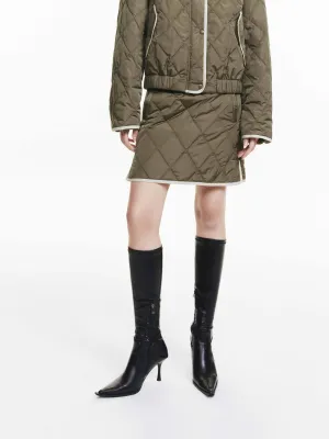 Side Slit Contrast Detail Mini Skirt