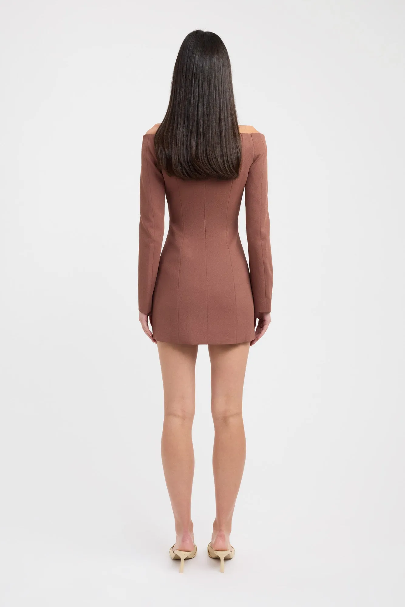 Oyster Long Sleeve Mini Dress SnagResistant Weave