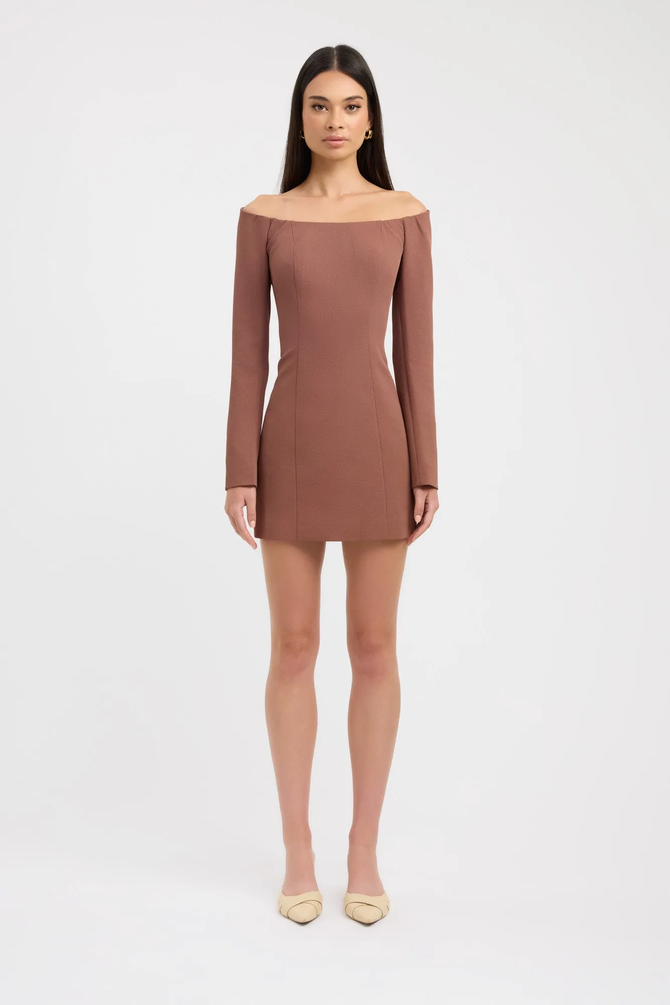 Easy Breath Cozy Wrap Oyster Long Sleeve Mini Dress