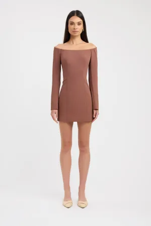 Easy Breath Cozy Wrap Oyster Long Sleeve Mini Dress