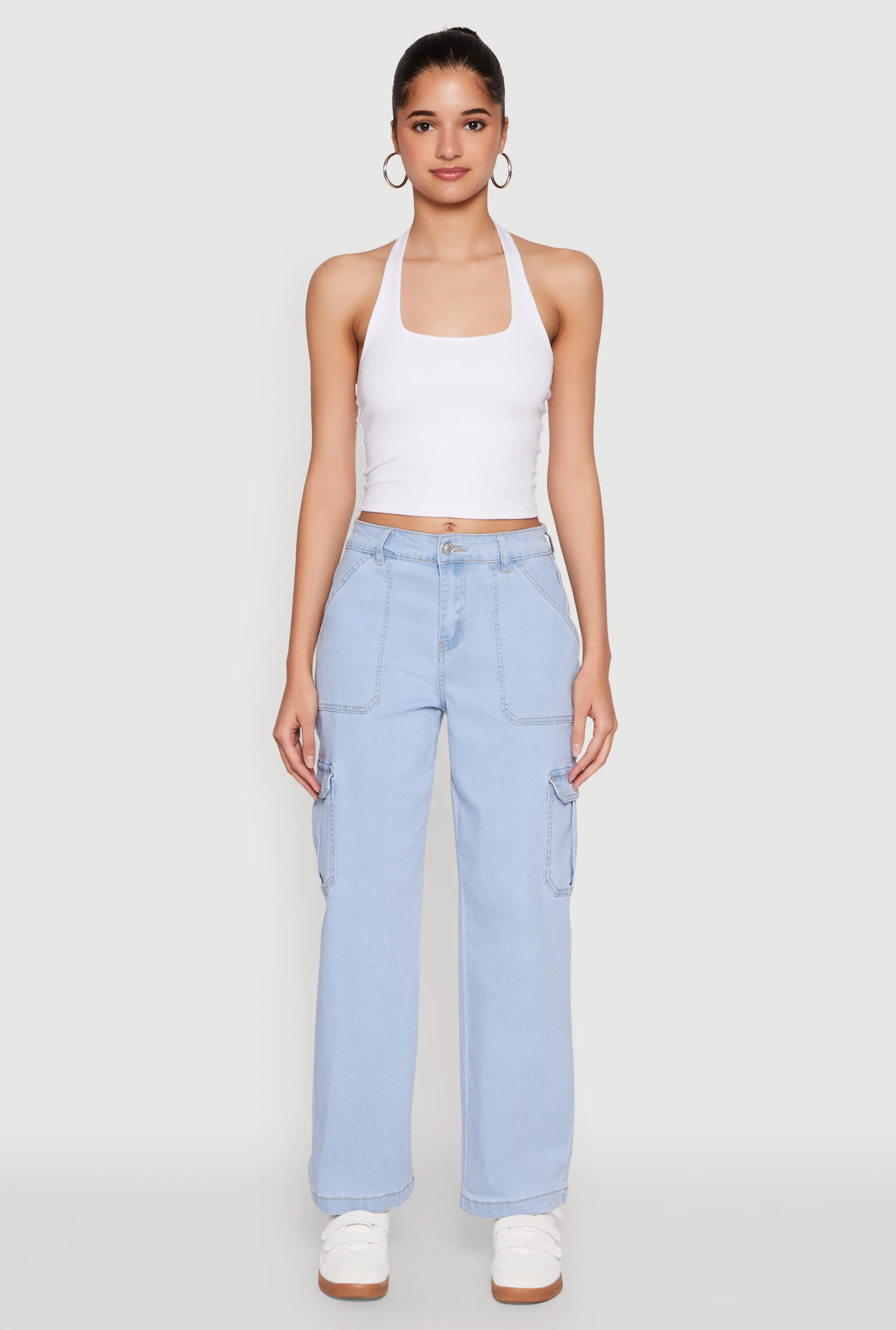 Raw Hem Design Spring Mood Bold WAX Cargo Straight Leg Carpenter Jeans