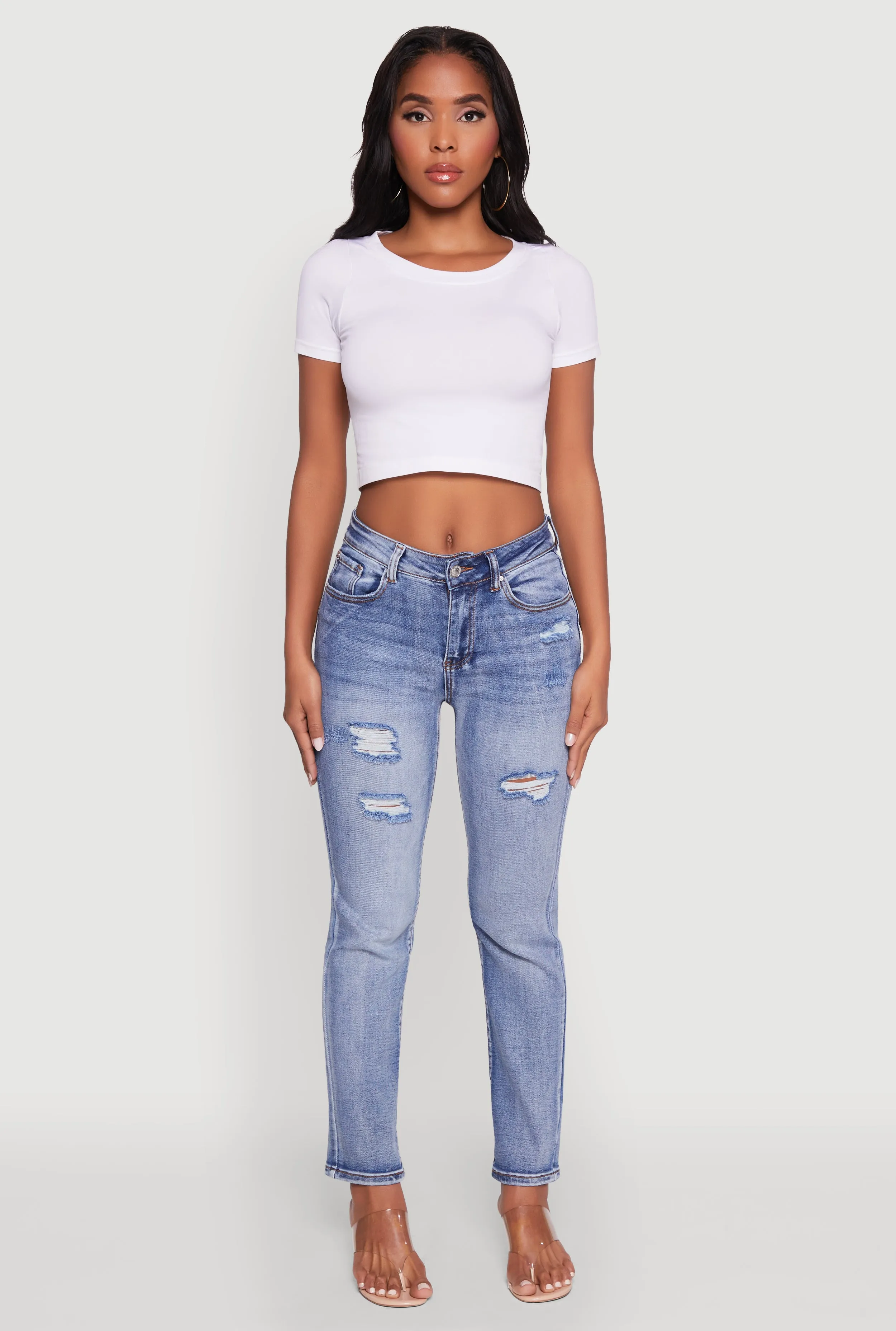 WAX Distressed Straight Leg Jeans Stylish Casual Chill Comfort