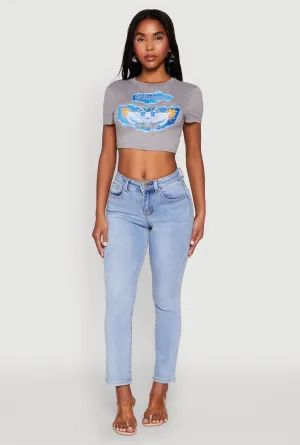 Soft Texture WAX Slim Straight High Rise Jeans