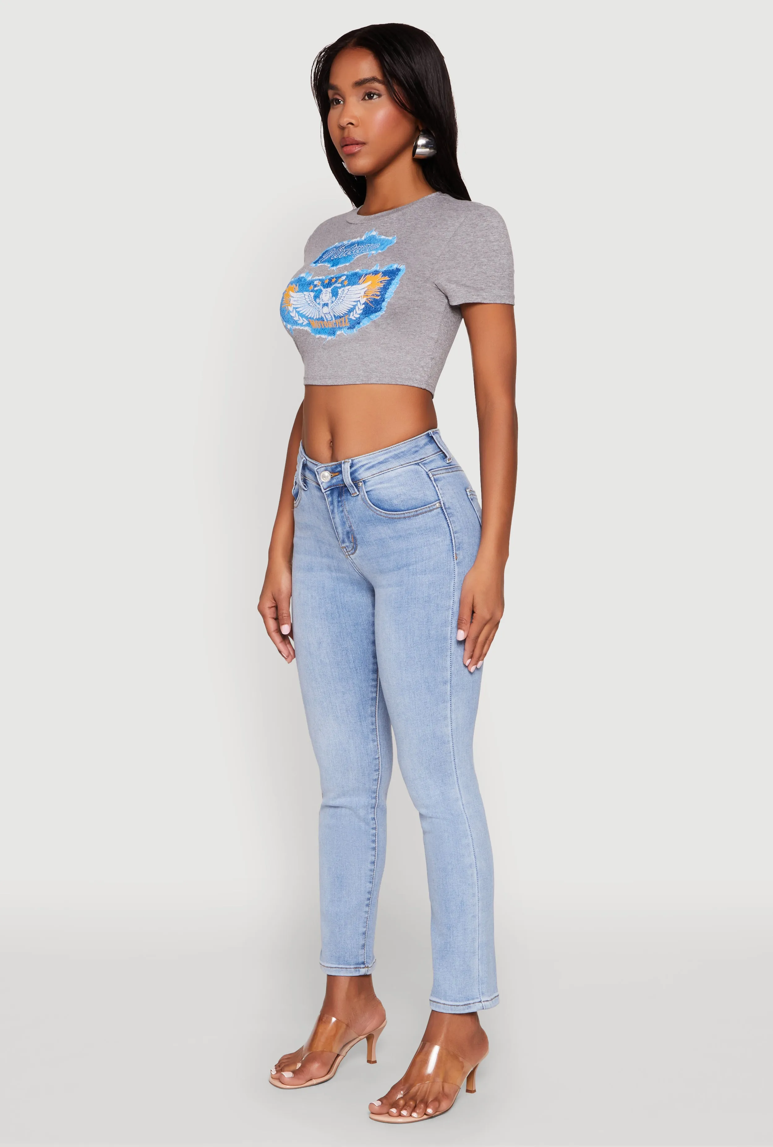 WAX Slim Straight High Rise Jeans Street Fashion Breathable