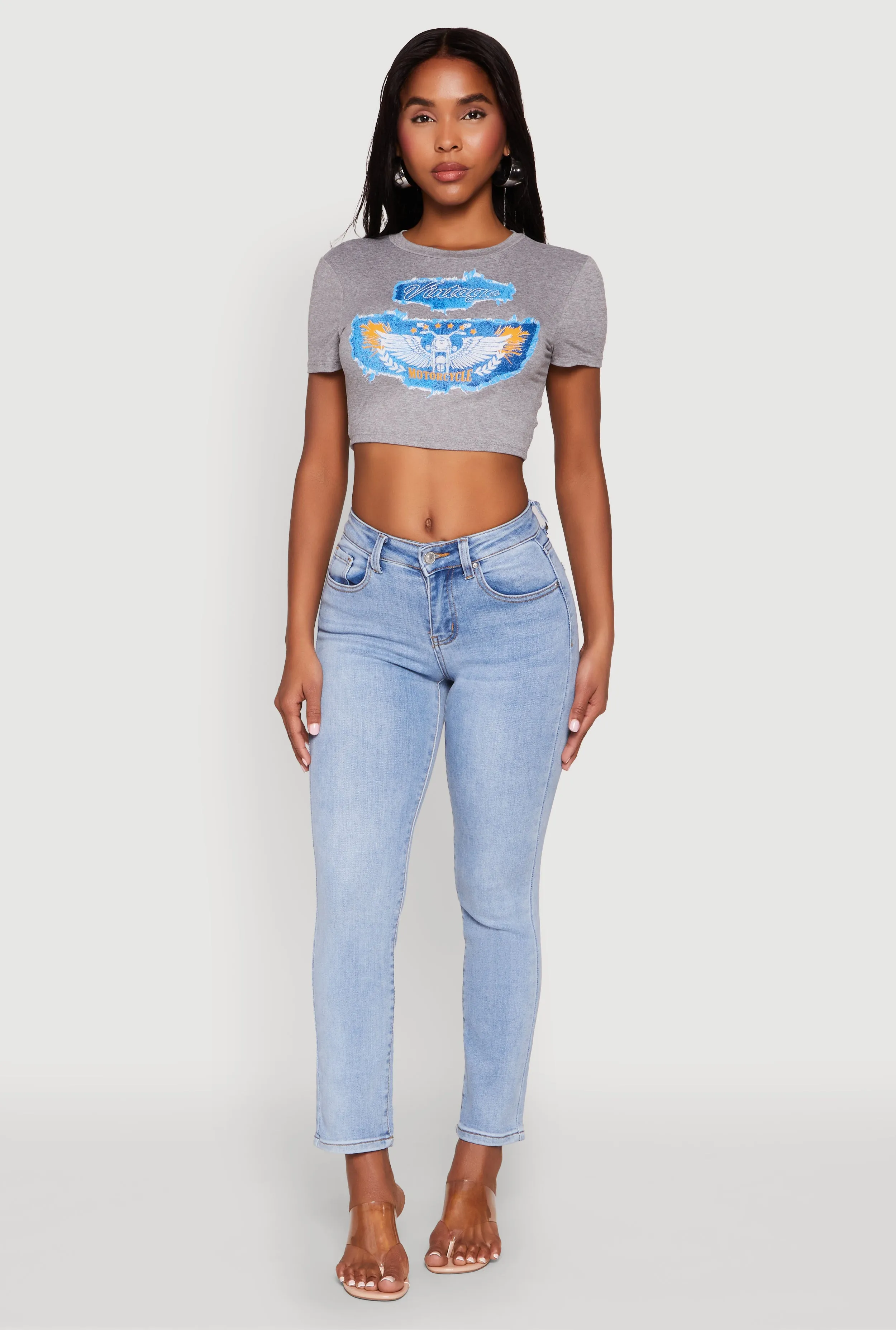 Soft Texture WAX Slim Straight High Rise Jeans