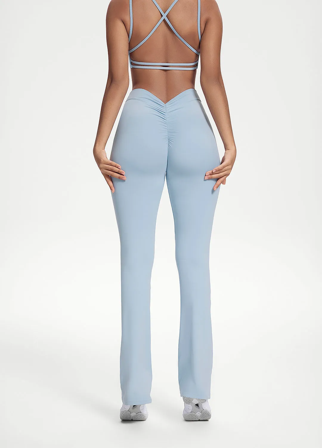 Scrunch Back Flared Leggings Squat Proof Morning Stretch Travel Ease