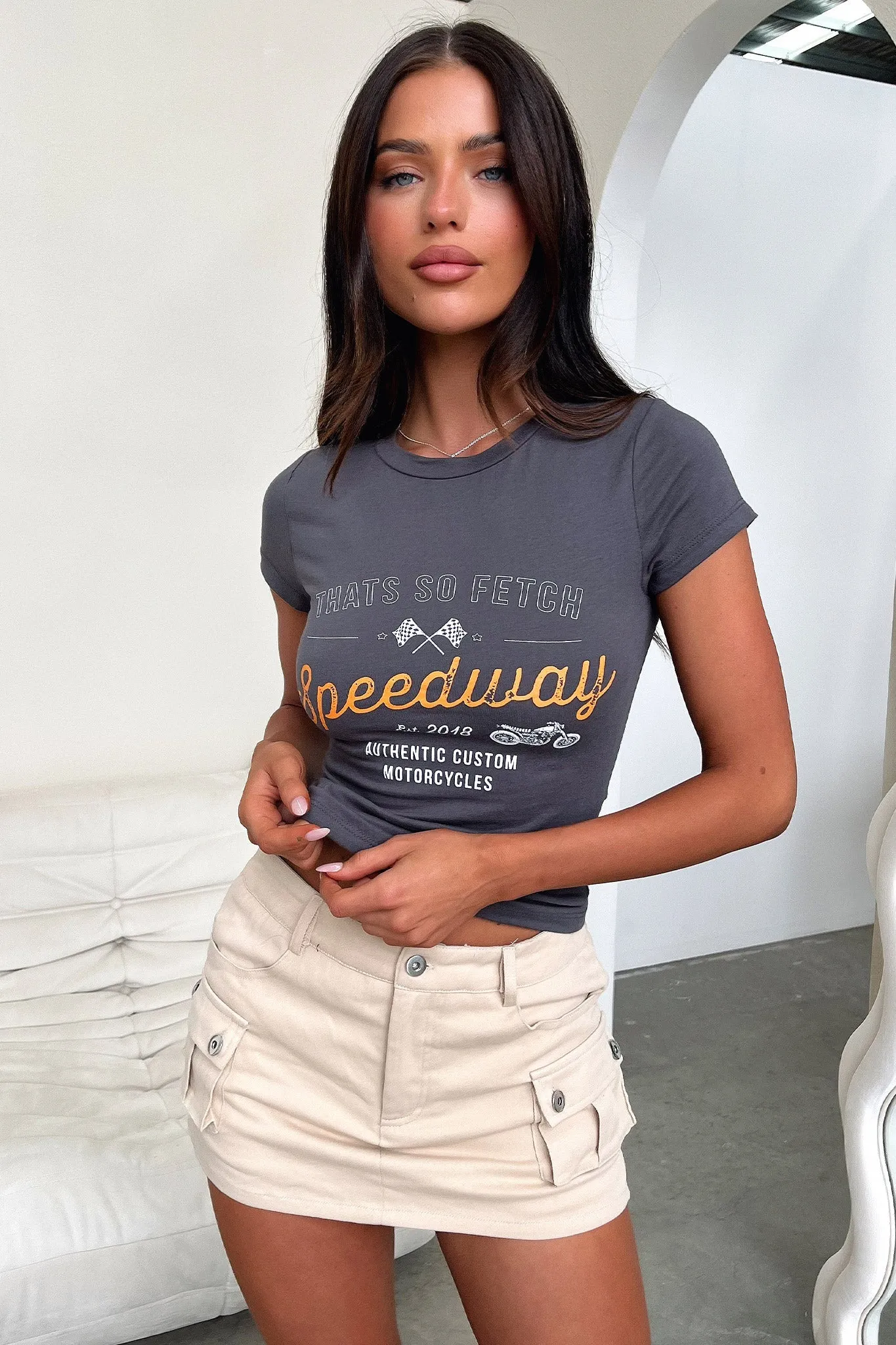 Active Comfort Style Speedway Tee - Charcoal