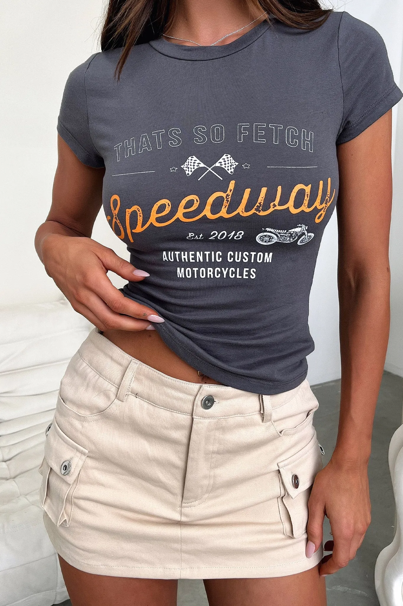 Speedway Tee - Charcoal Fashion Outfit