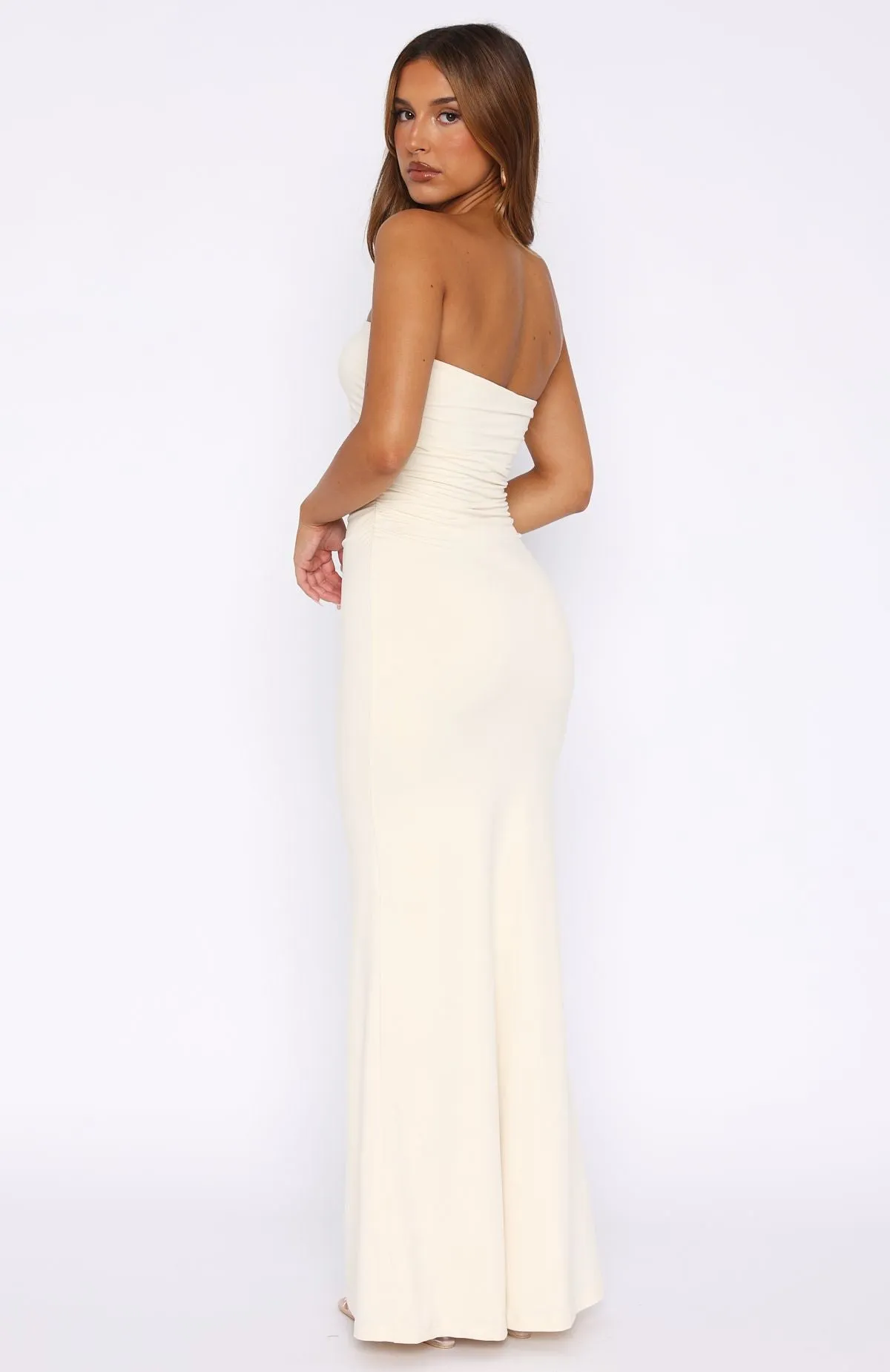 Confidence Is Key Strapless Maxi Dress Bone Virtual Mode TemperatureRegulating