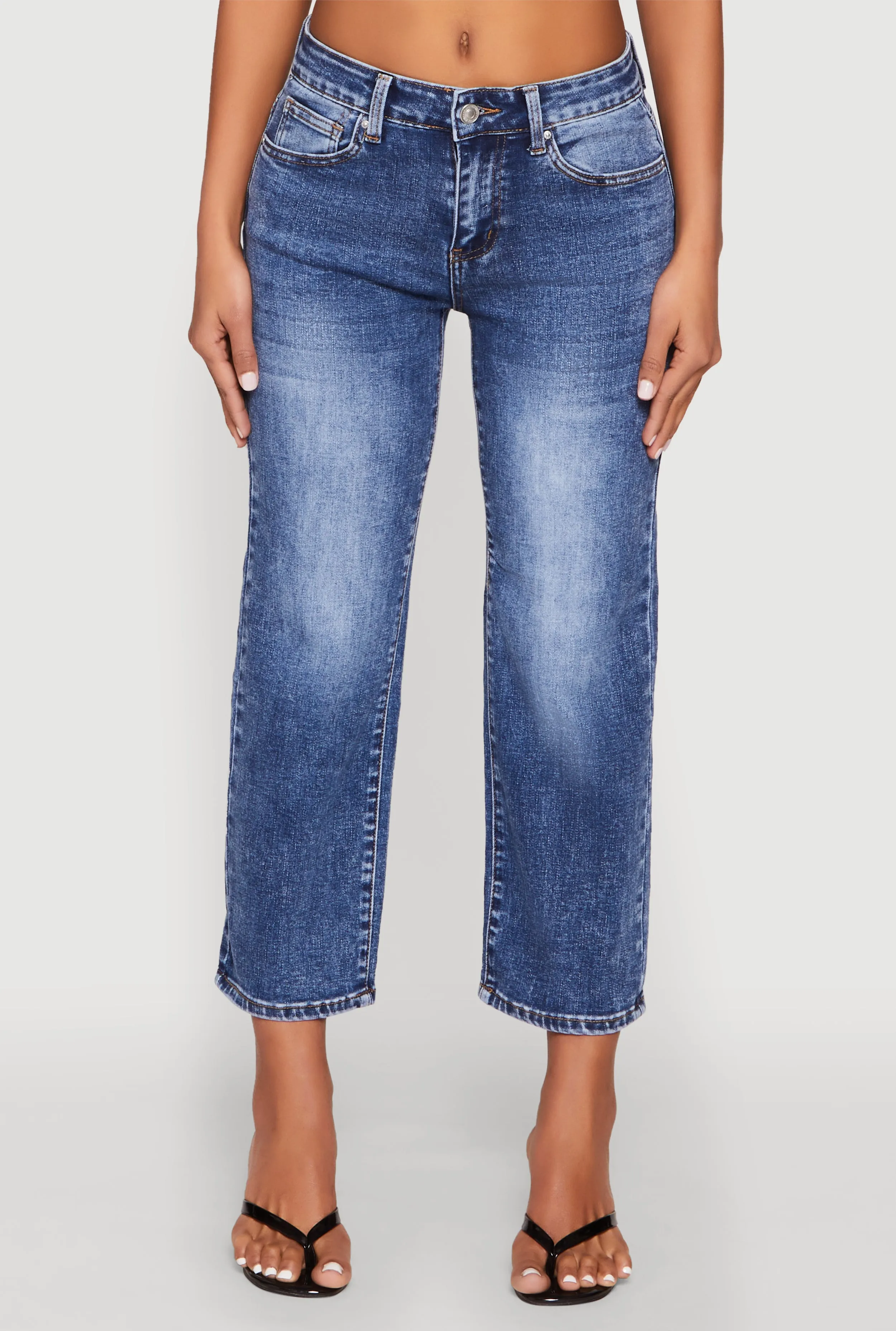 WAX Straight Leg Capri Jeans Recycled Fiber Content Mid Rise Structure