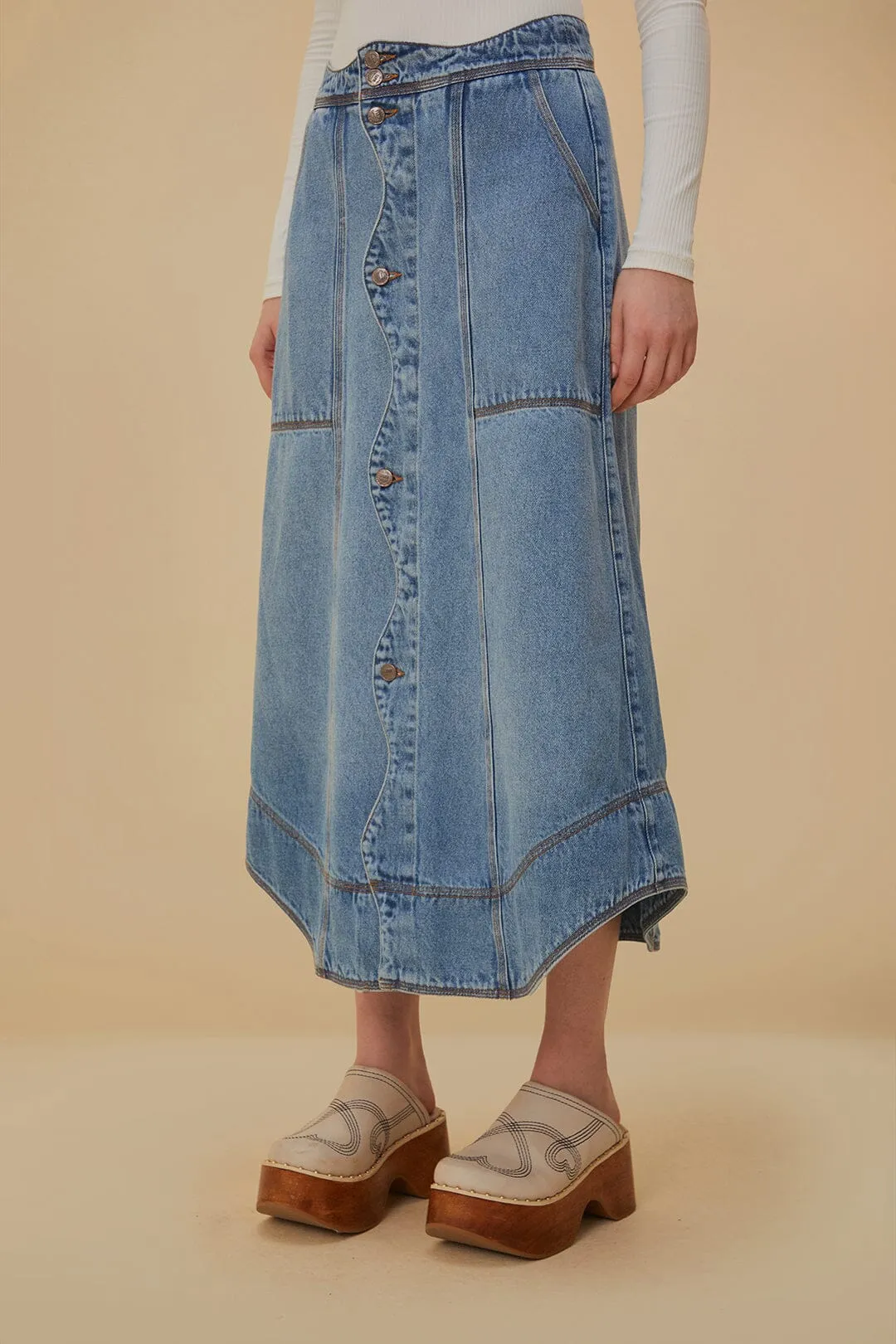 Stylish Vibe Denim Wave Skirt