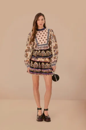 Cotton Rich Cream Ainika Maxi Floral Mini Skirt