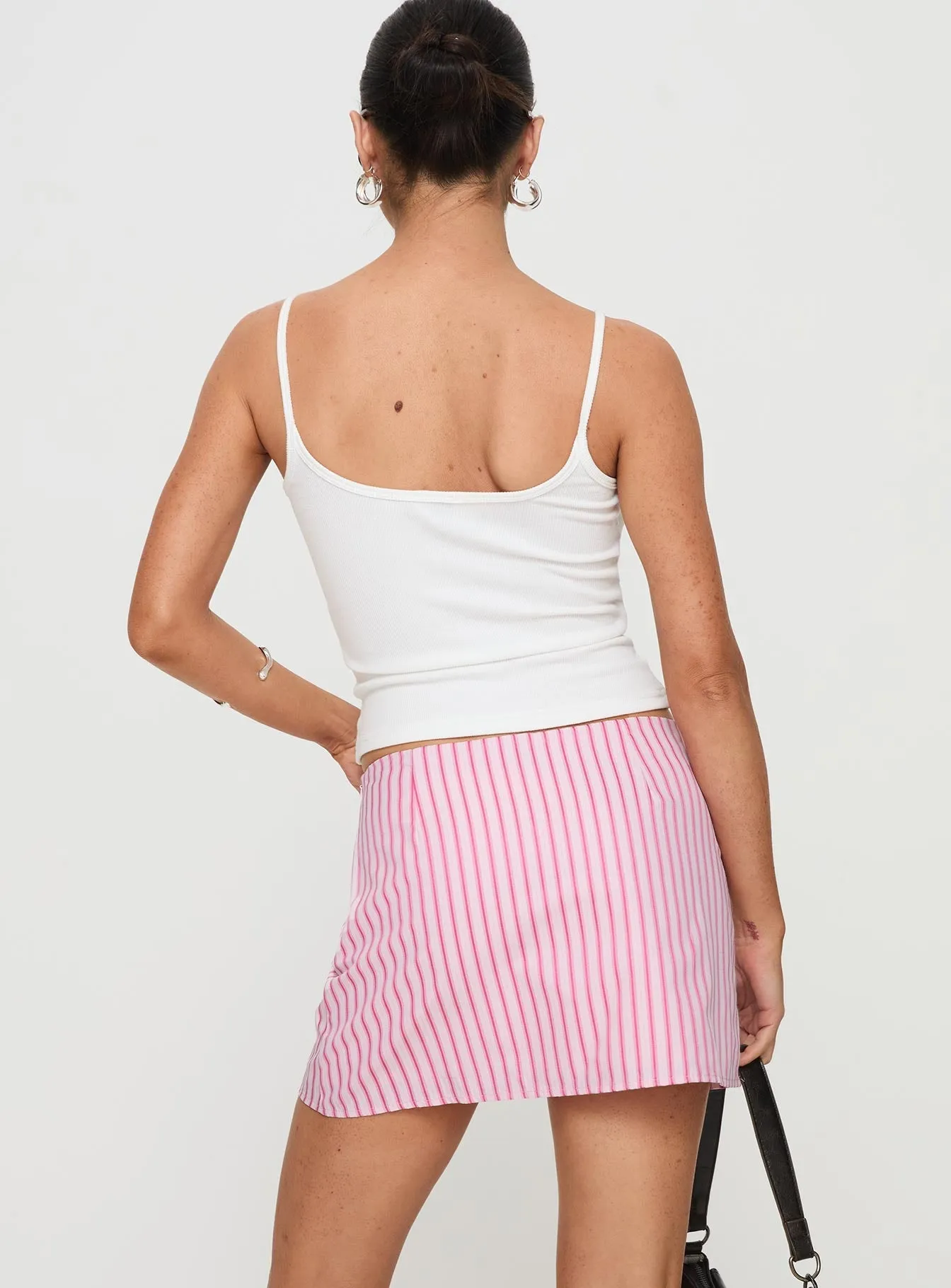 Wedding guest Samanfie Mini Skirt Pink Stripe
