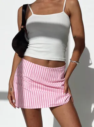 Patchwork Design Eco Friendly Samanfie Mini Skirt Pink Stripe