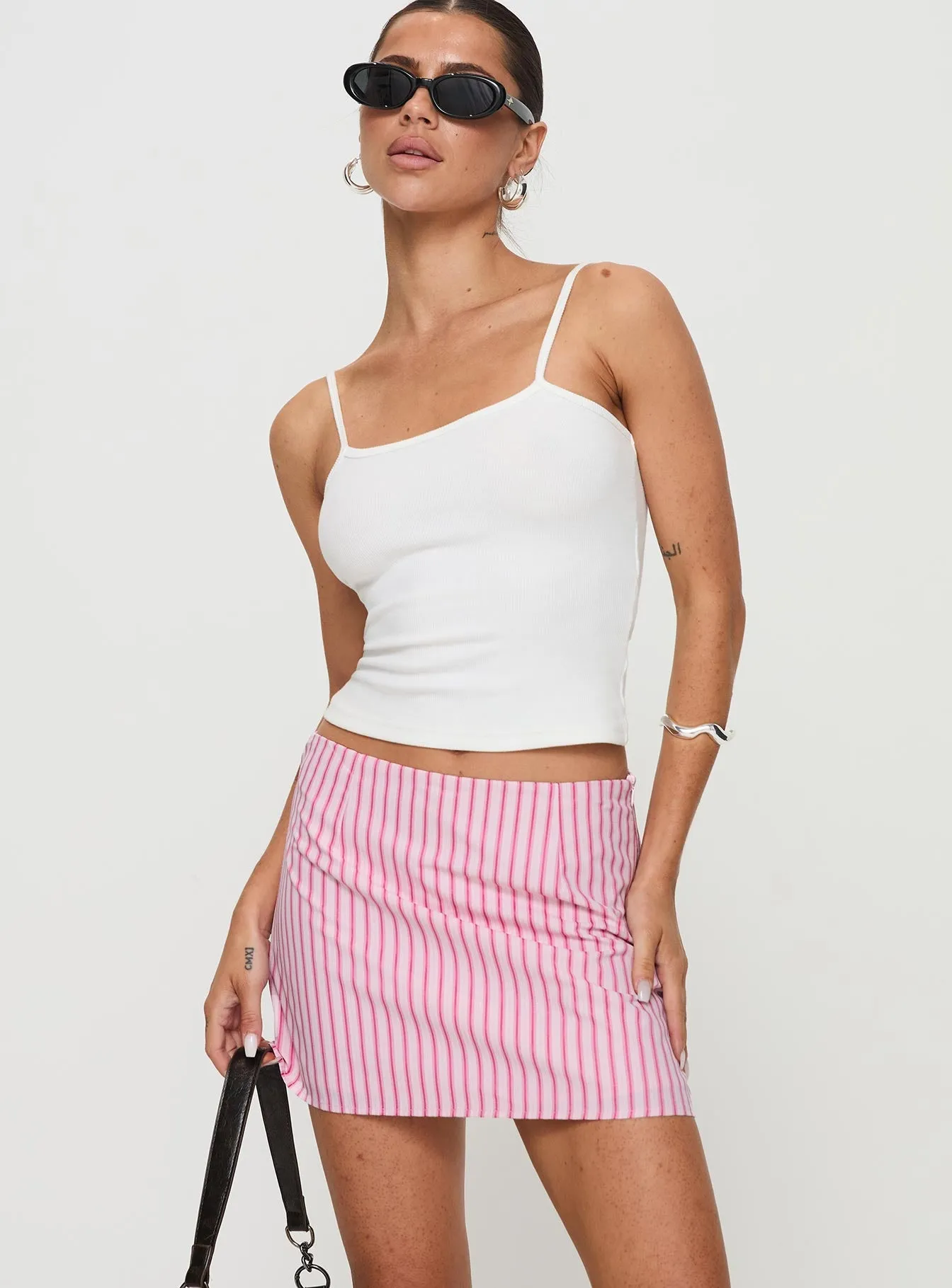 Samanfie Mini Skirt Pink Stripe Crisp Edge