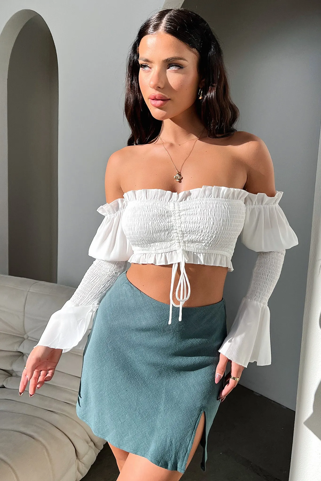 Laser Cut Edges Zara Mini Skirt - Emerald