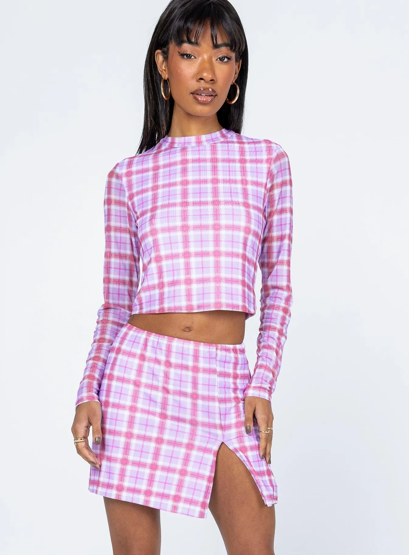 City Wear Airy Look Alana Long Sleeve Set Pink / Purple
