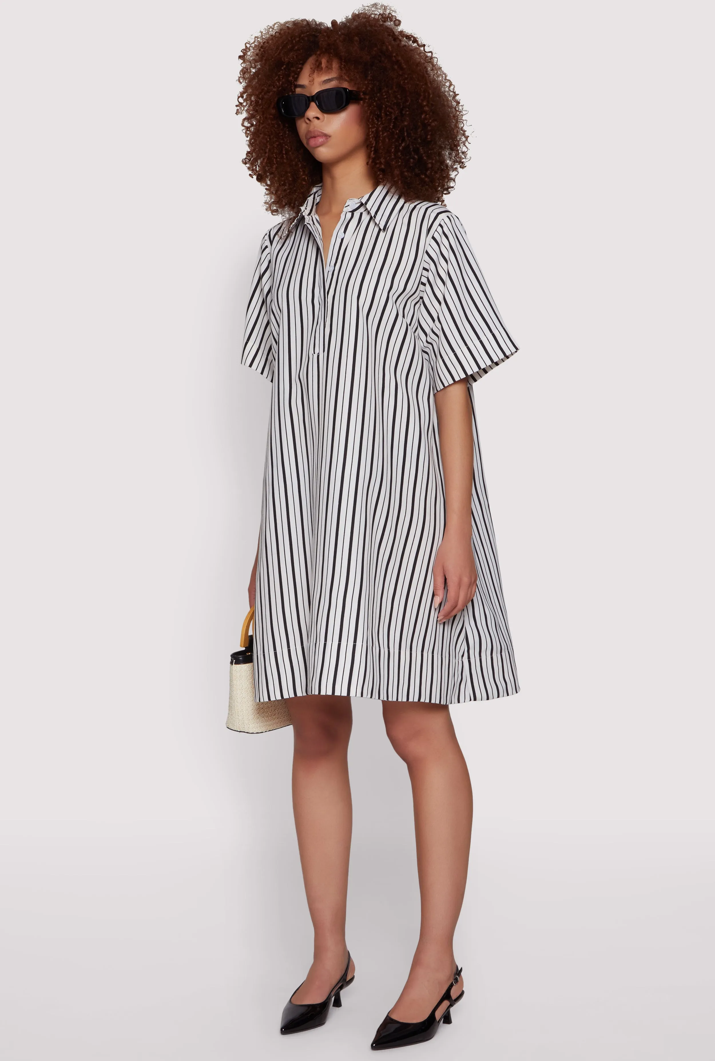 Feminine Elegance Striped Shift Dress