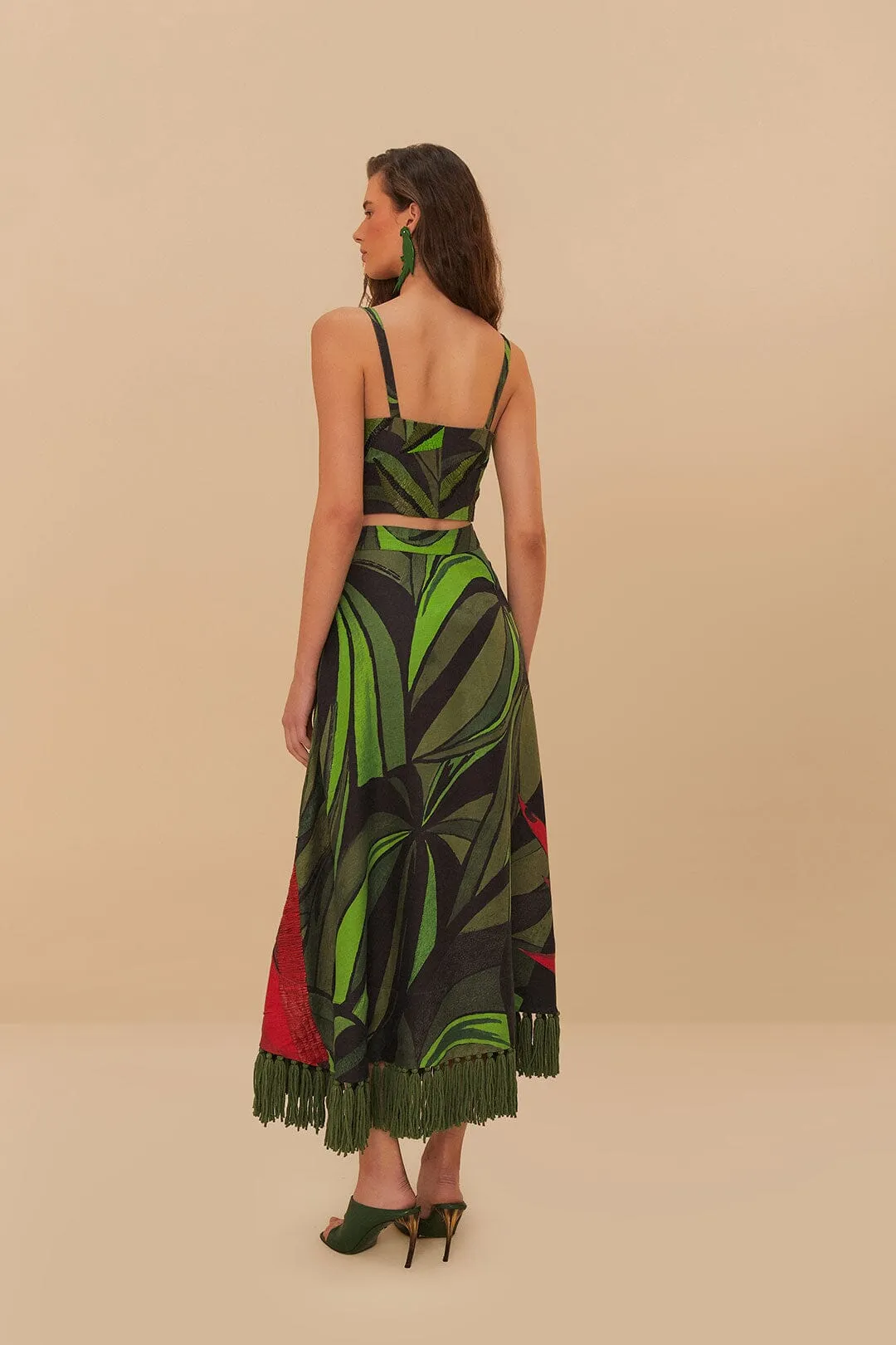 UV Protection Coconut Tree Flow Embroidered Skirt