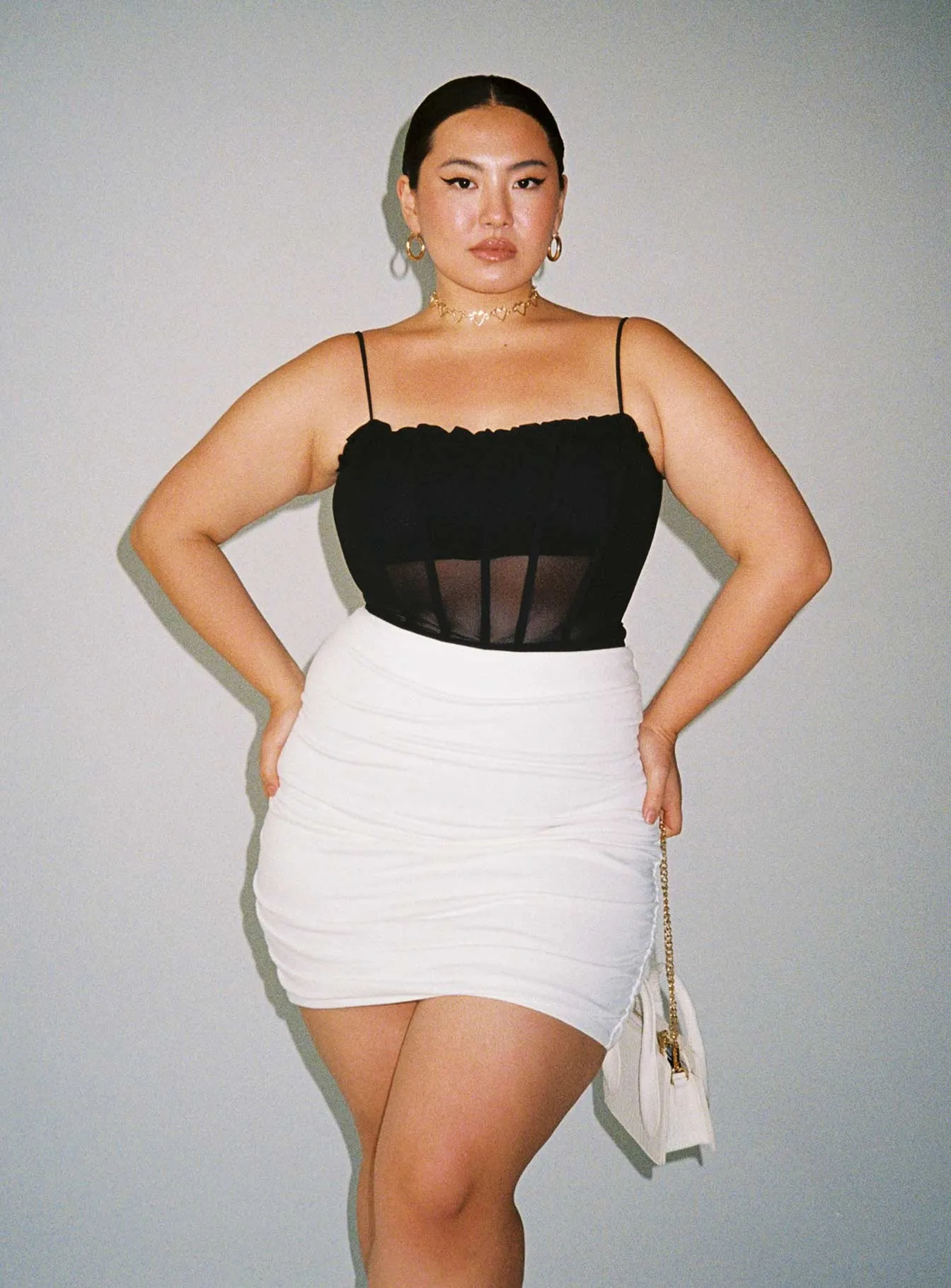 Benji Mini Skirt White Curve Neat Style Seasonal Must Have