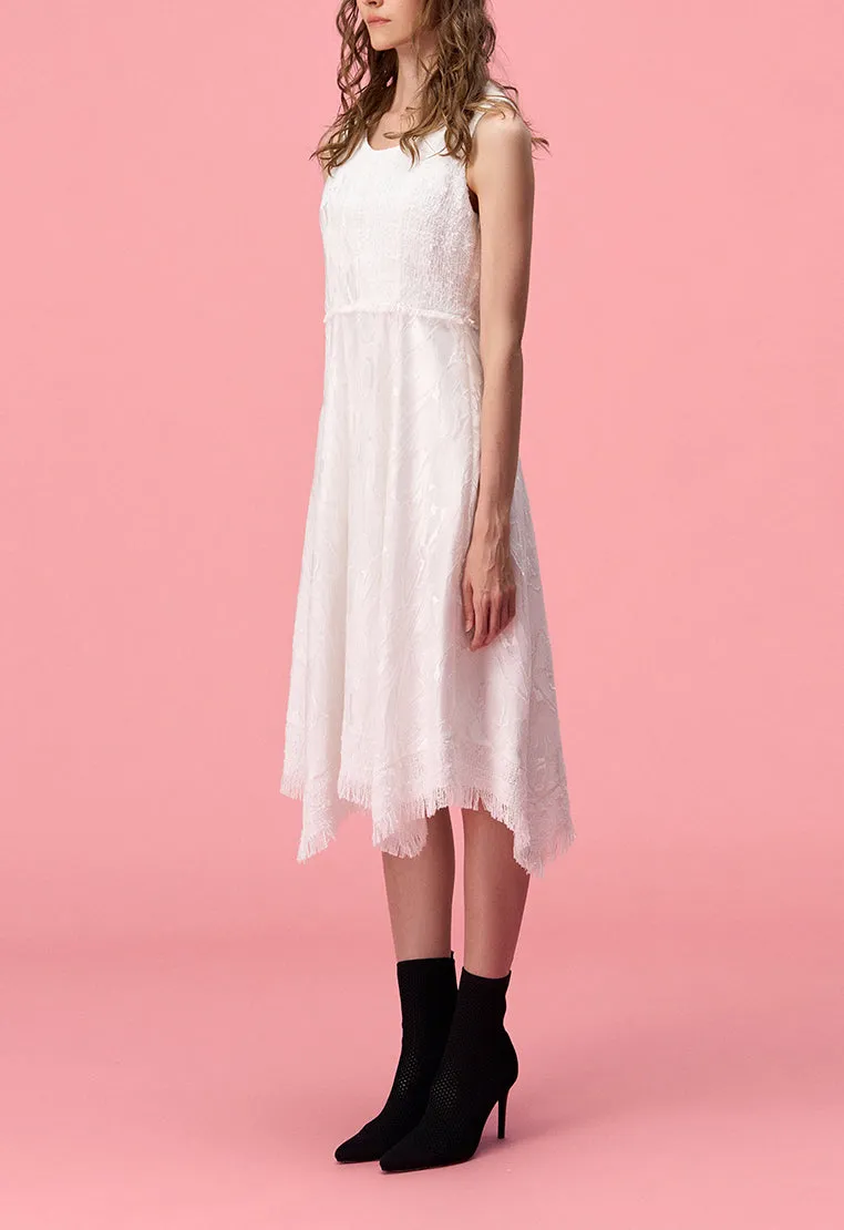 White Lace and Jacquard Mesh Dress Retro cool Wonder Fit