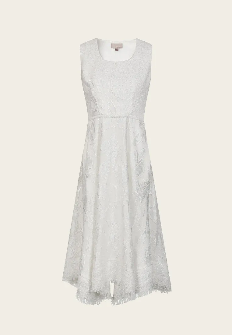 White Lace and Jacquard Mesh Dress Cotton Glow