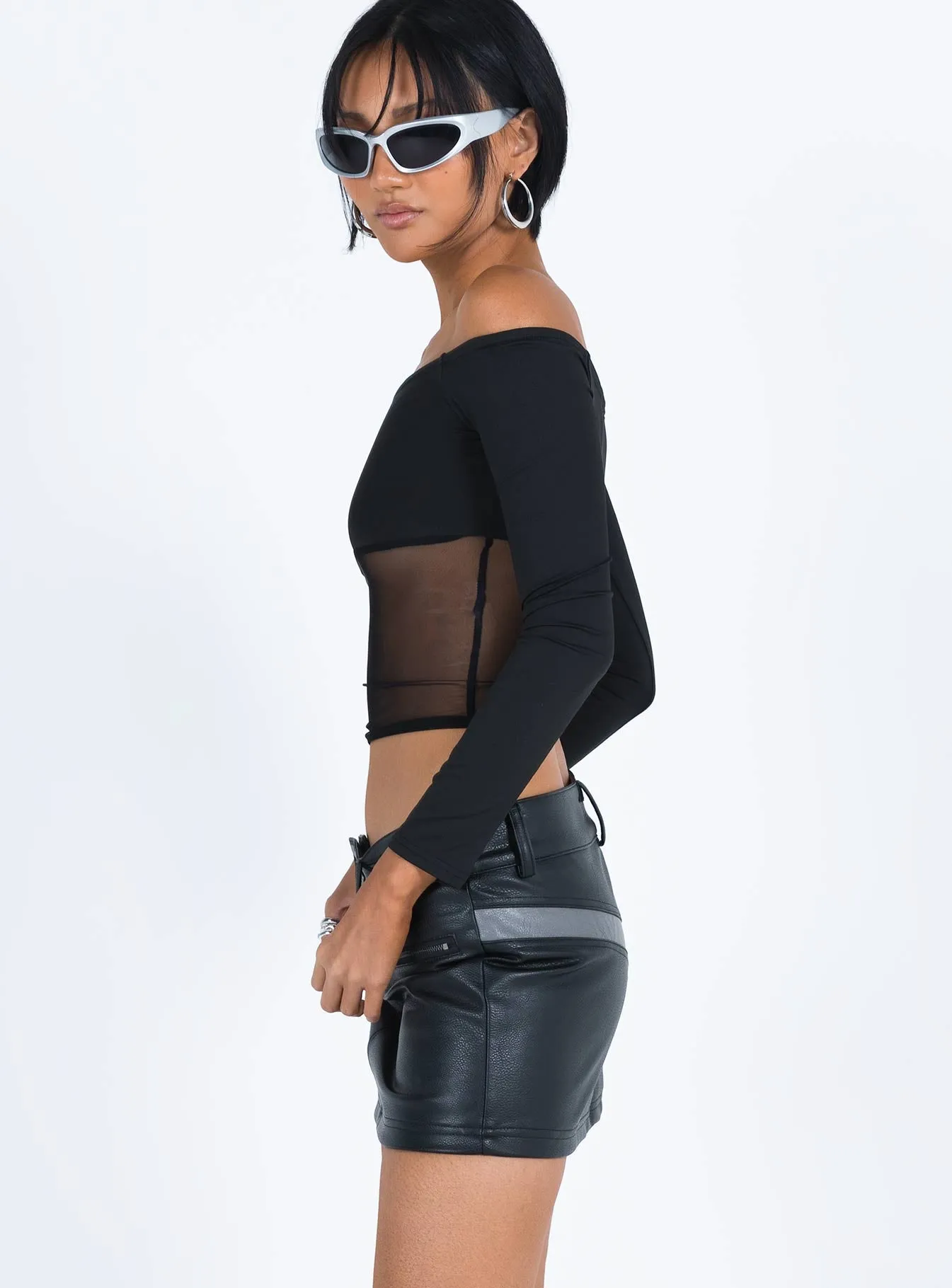 Bazley Faux Leather Mini Skirt Neat Finish Designer Label