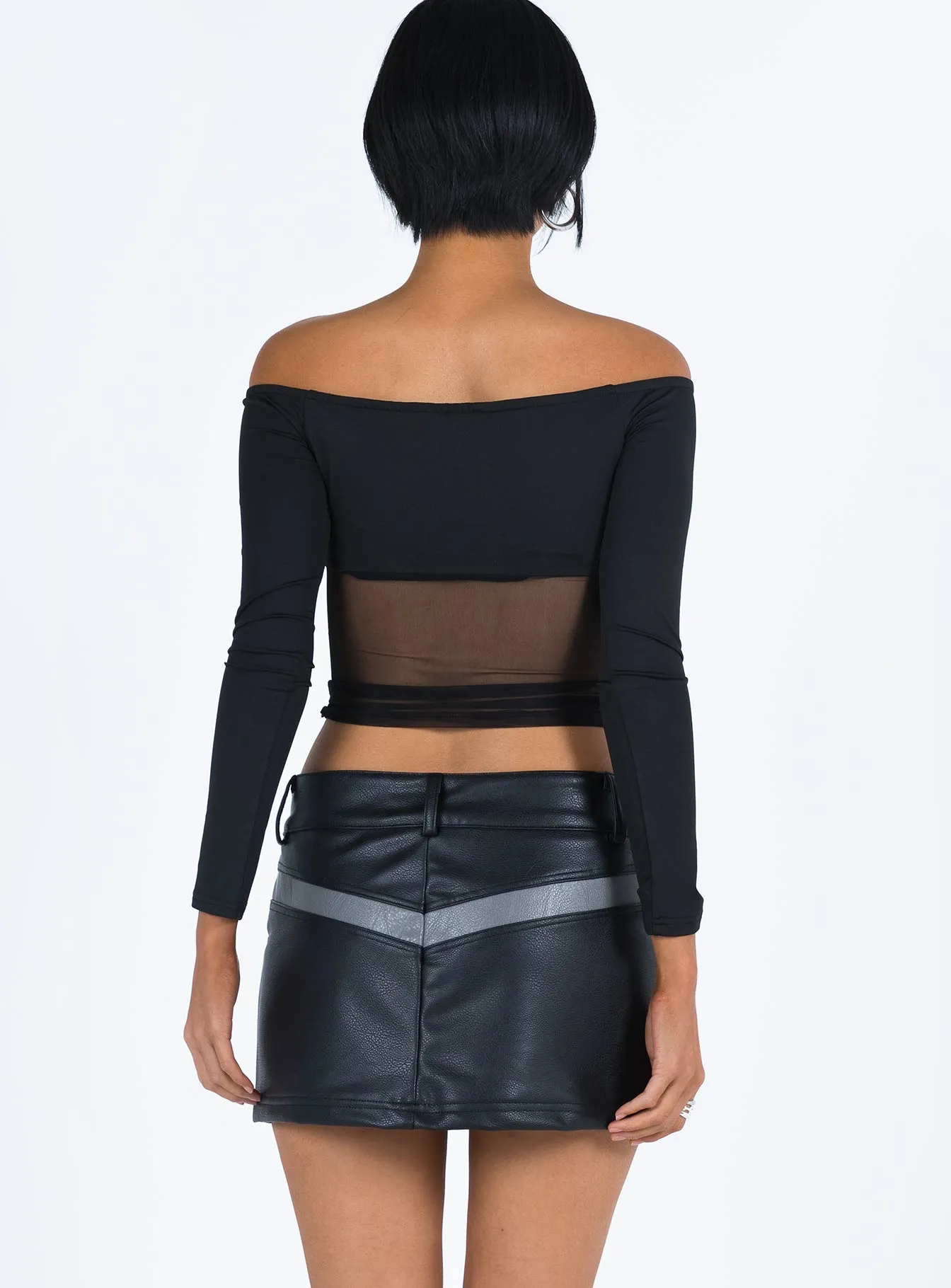 Local Artisan Structured silhouette Bazley Faux Leather Mini Skirt