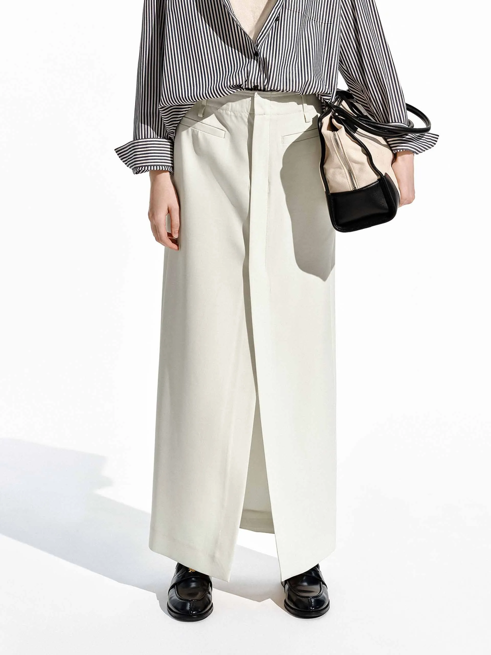 Fashion Detail Belted Front Slit Skirt