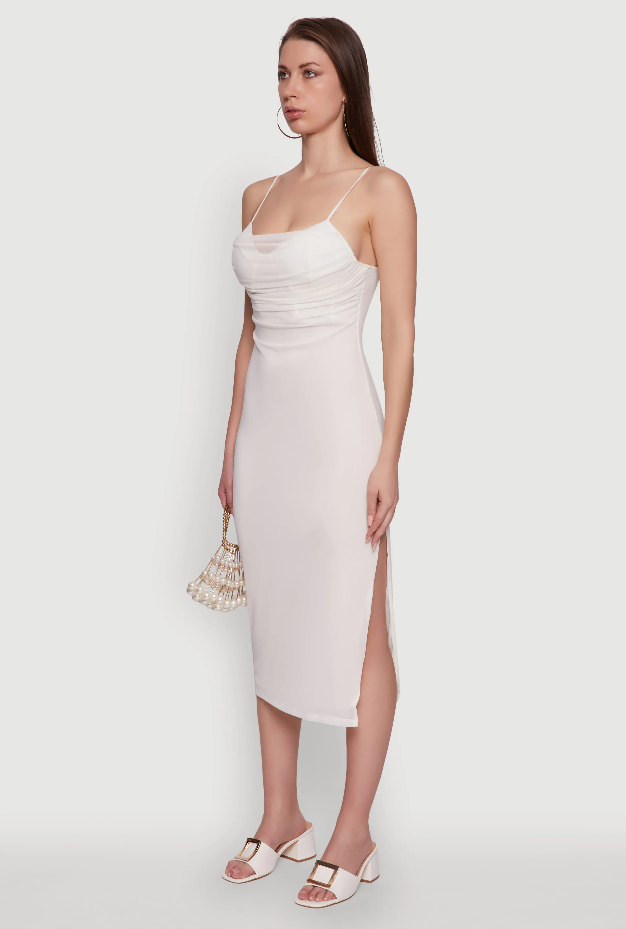 Perfect holiday dress Haute Monde Mesh Overlay Side Slit Bustier Dress