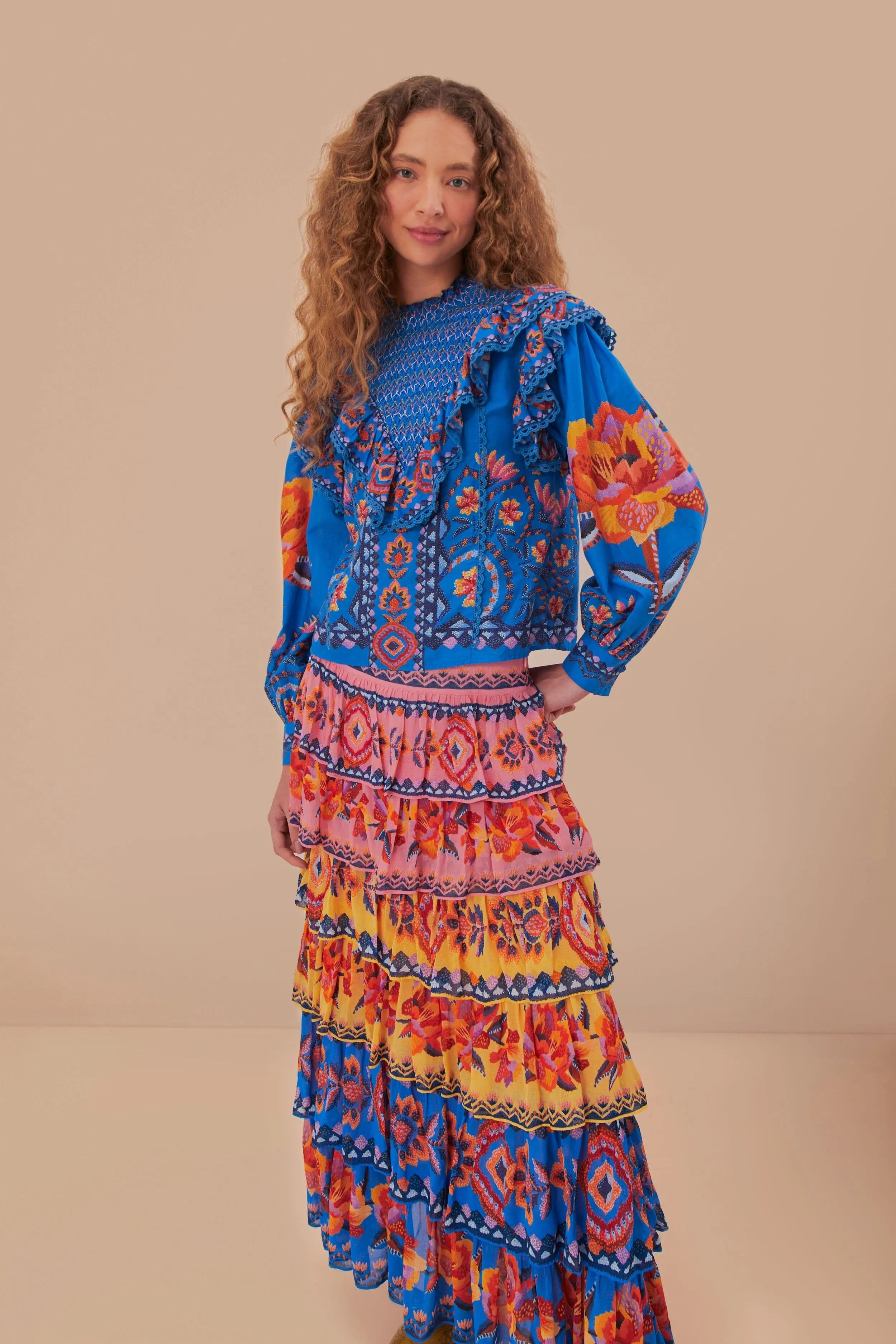 Blue Lucy Floral Ainika Maxi Skirt Senior Style Style Innovation
