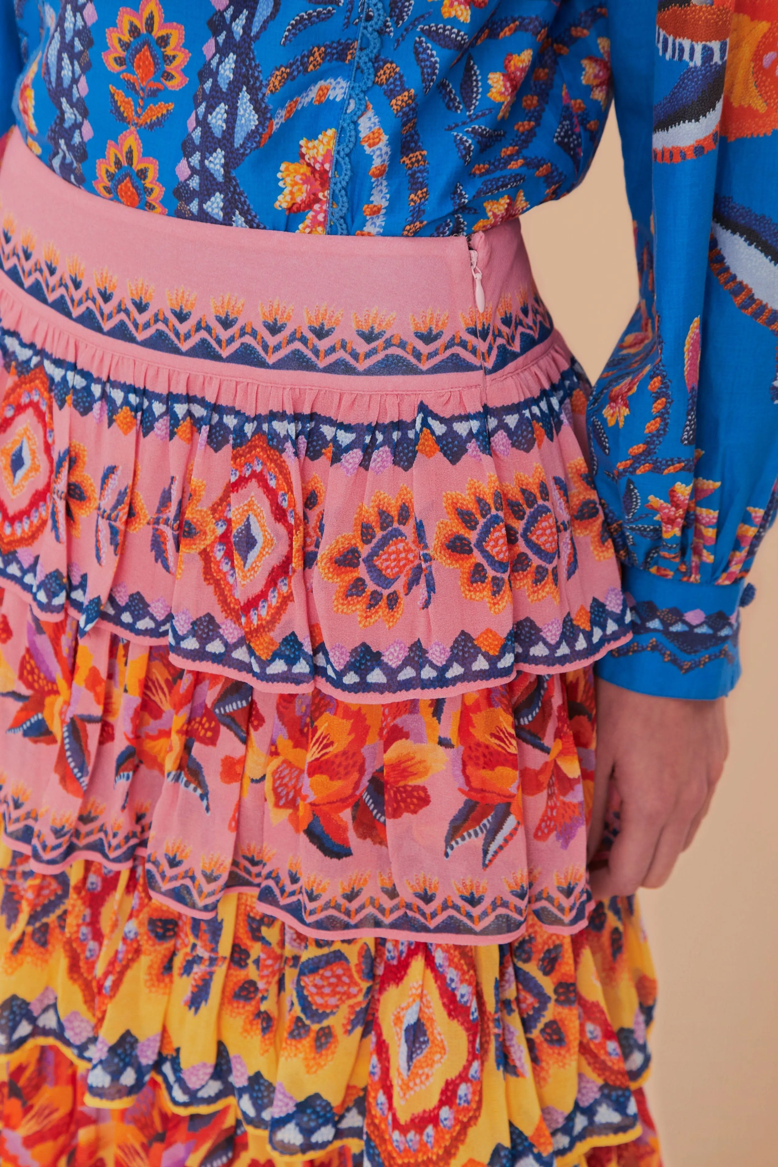 Blue Lucy Floral Ainika Maxi Skirt Modern Design