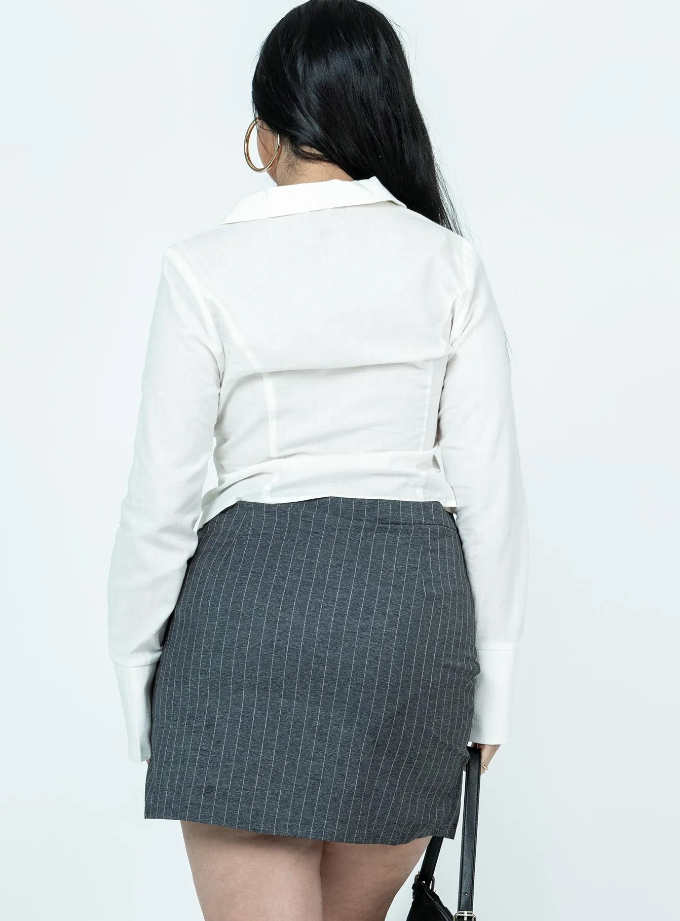 Ravyn Skort Grey Pinstripe Comfort Fit