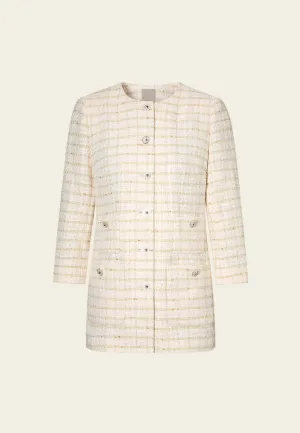 Hike Fit Lurex-stripped Pocketed Tweed Coat