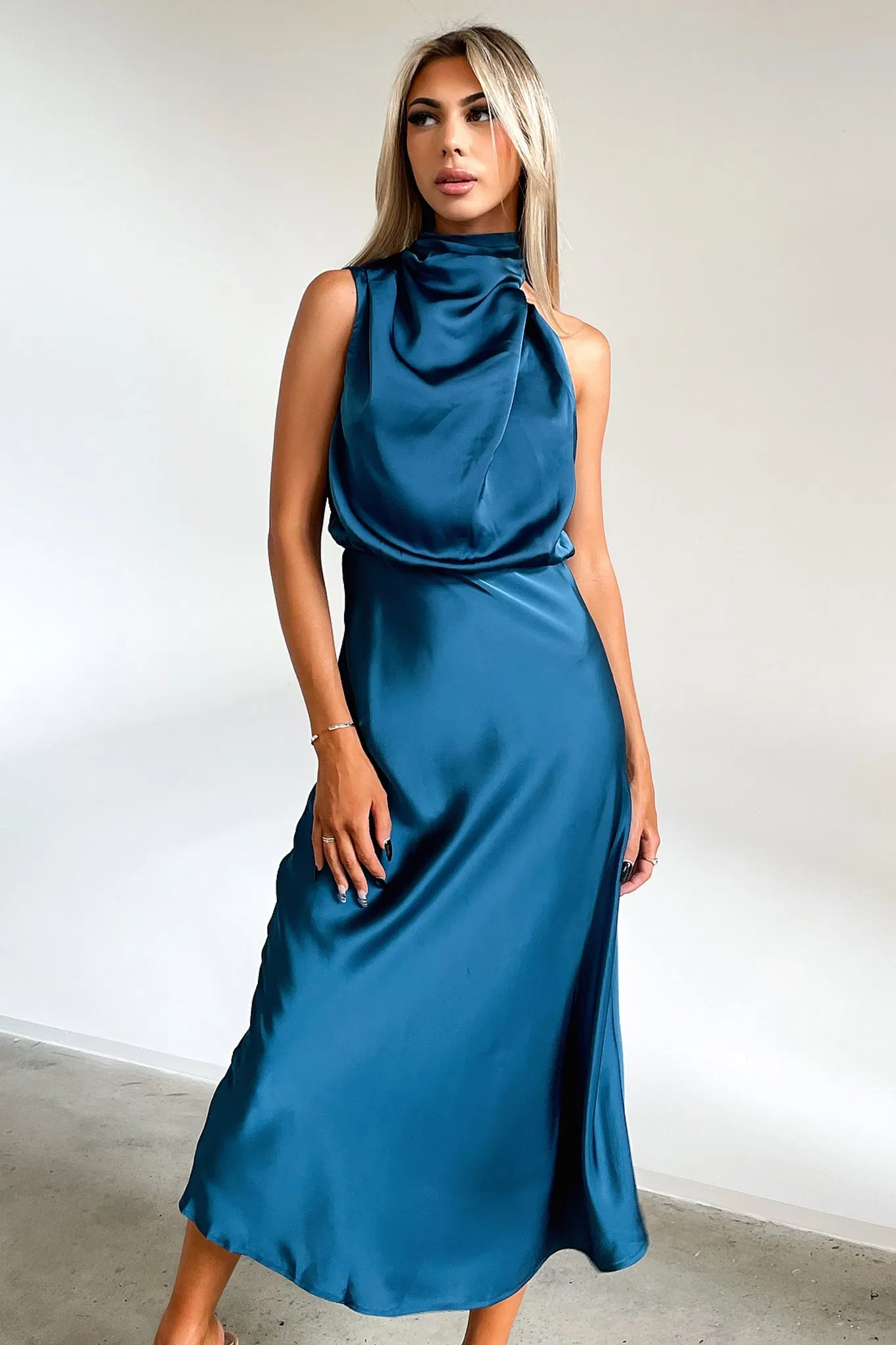 Navy Tone Stunning full-length outfit Santorini Maxi Dress - Emerald