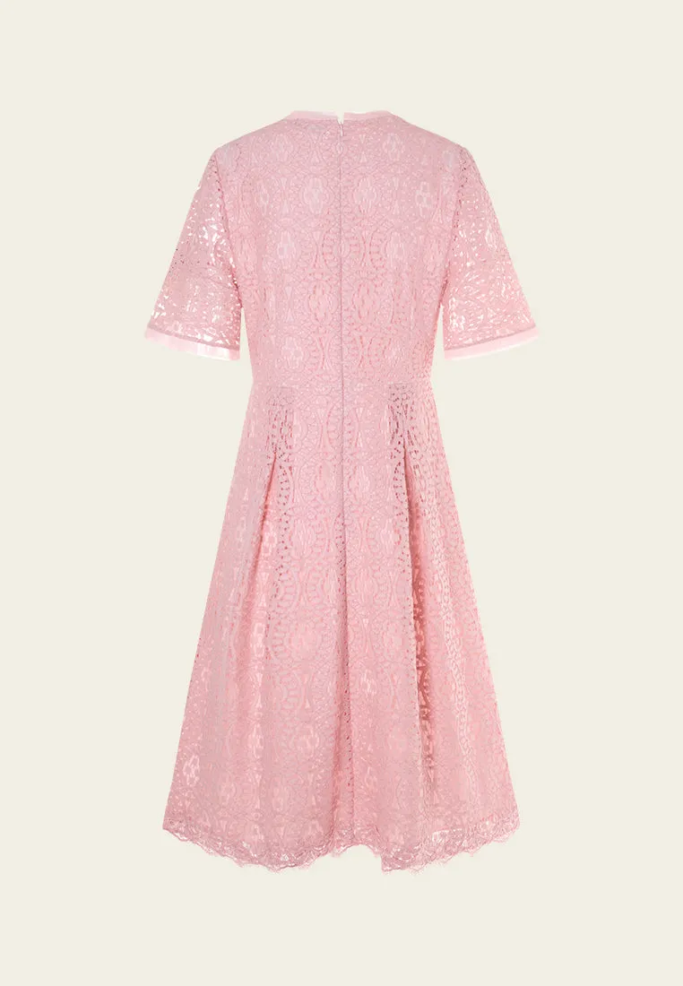 NonIrritatingSeams Pop-up Effect Crystal-embellished Hollow-carved Lace Dress